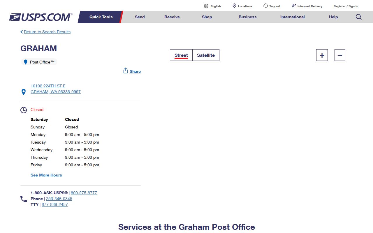 Graham postal directory source showing the official post office listing